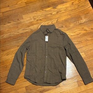 Express Men's Dark Brown Checkered Shirt - XS